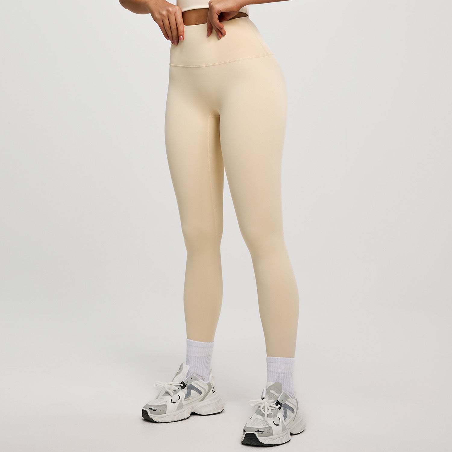 High‑waisted, no‑T‑line sculpting leggings with a sleek, elevated peach‑lift silhouette.
