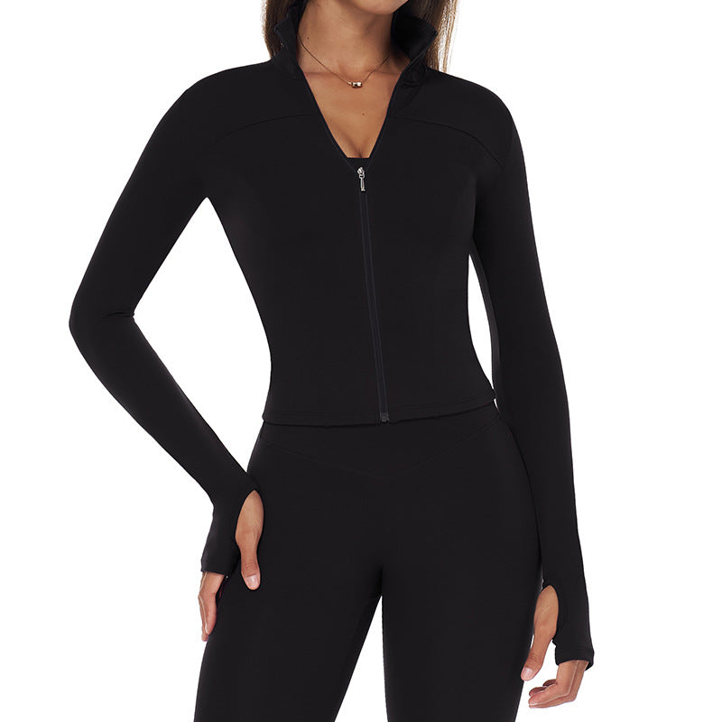 Autumn–winter quick‑dry zip jacket with a refined, sculpted silhouette and an elevated, sleek finish.