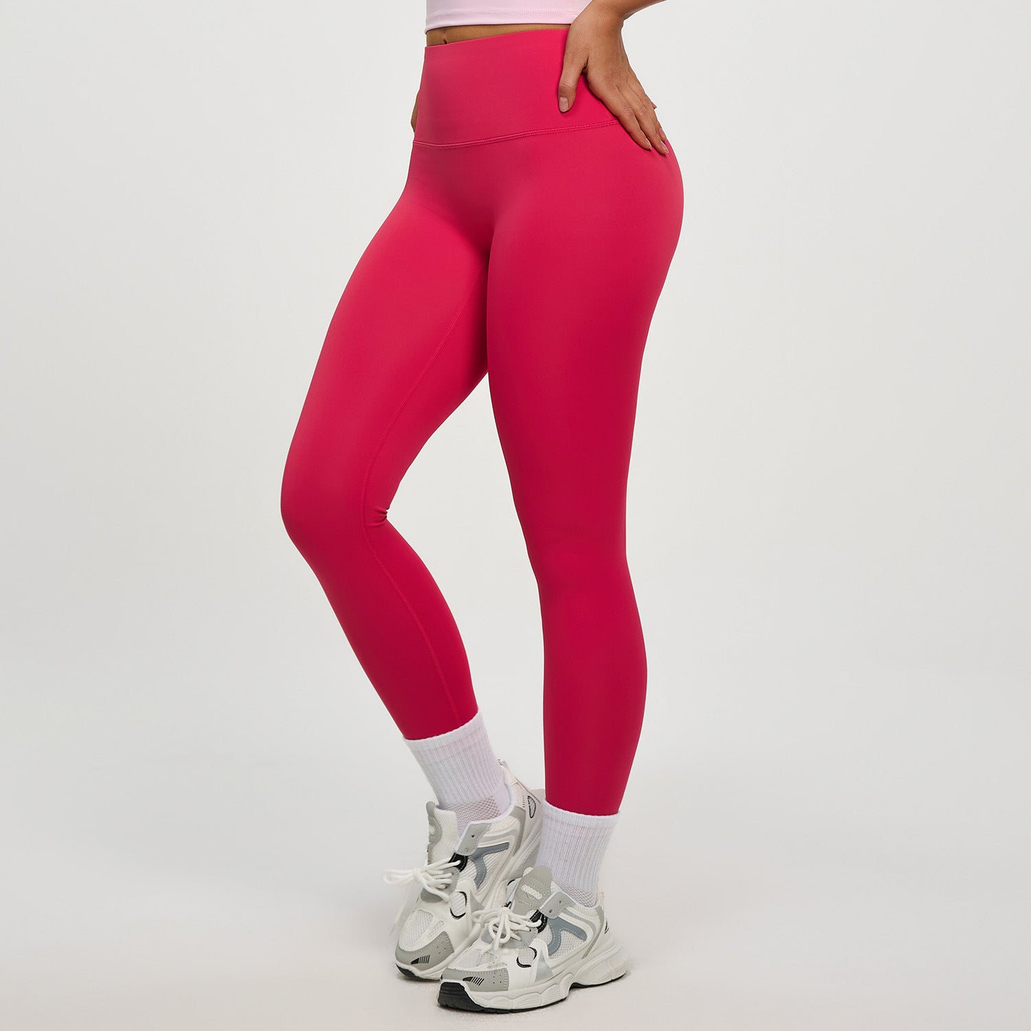 High‑waisted, no‑T‑line sculpting leggings with a sleek, elevated peach‑lift silhouette.
